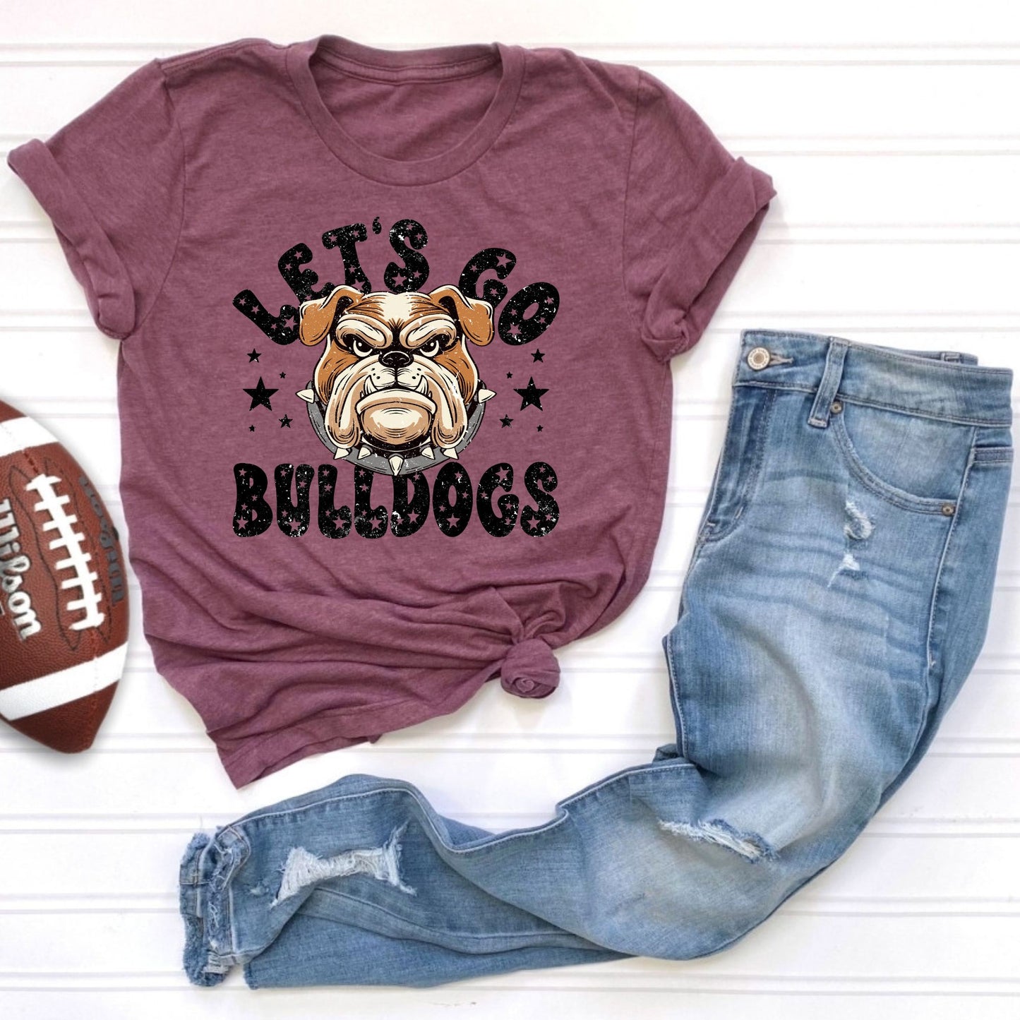 Bella Canvas Bulldogs High School Football Mascot Short Sleeve Shirt