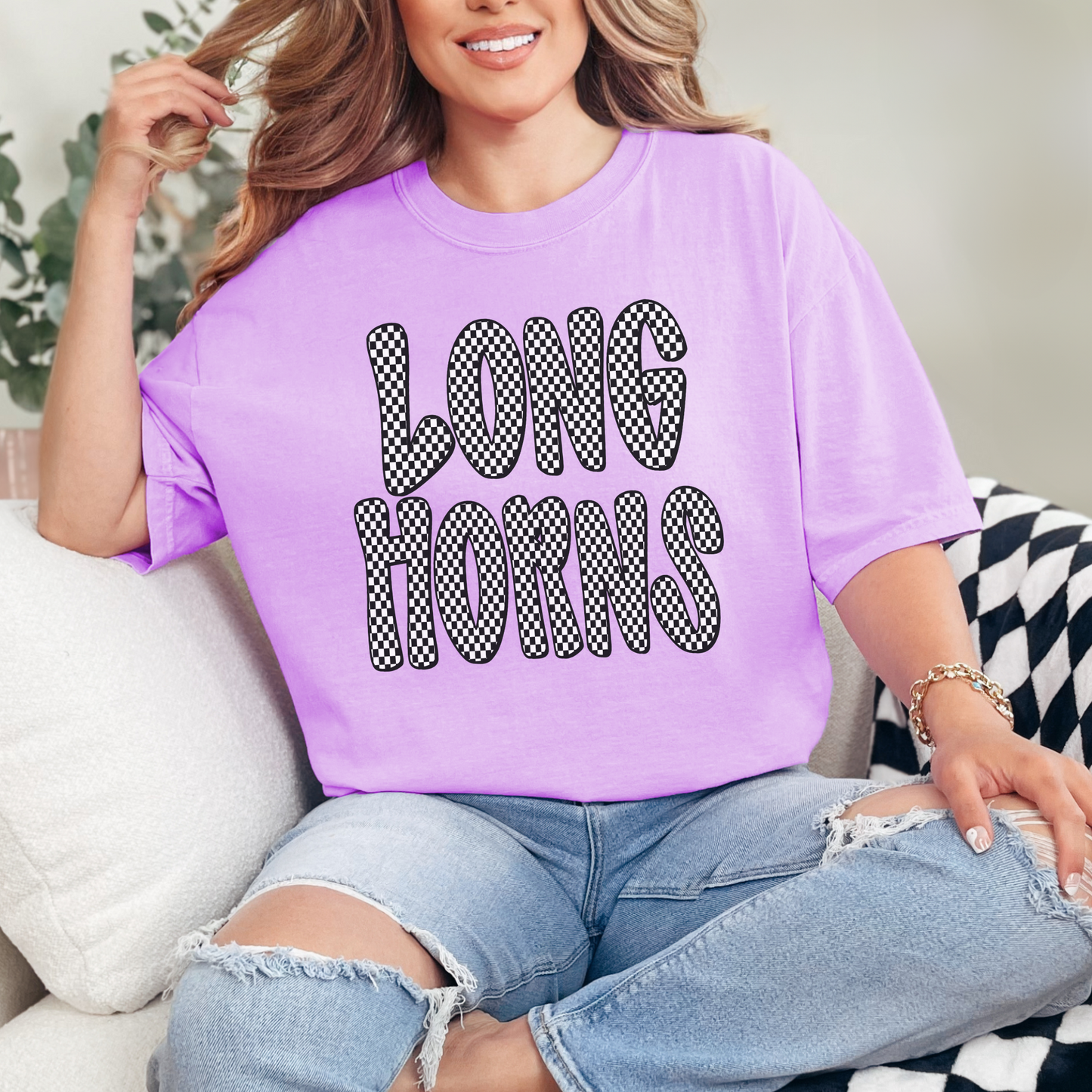 Checkered Longhorns Spirit Tee