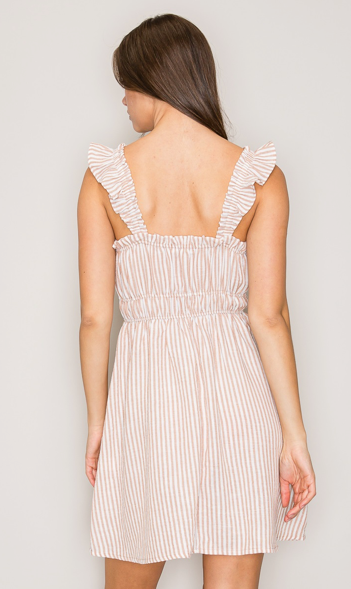 Striped Flutter Dress-TPT