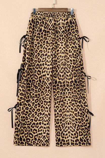 PRETTY BASH - Leopard Bow Tie Summer Pants
