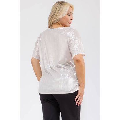 Plus VNeck Shimmer Blouse