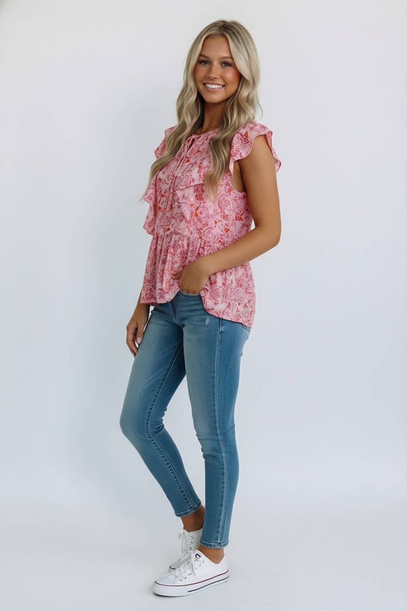 Babydoll Floral Blouse-TPT