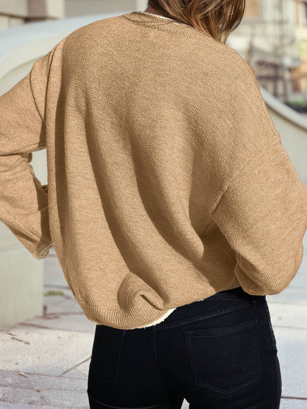 Women’s Leopard Trim Knit Sweater – Brown Lightweight Pullover with Animal Print Cuff Bows – Cozy Fall Winter Boutique Top