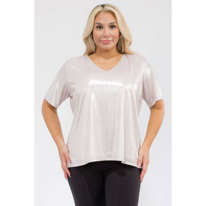 Plus VNeck Shimmer Blouse