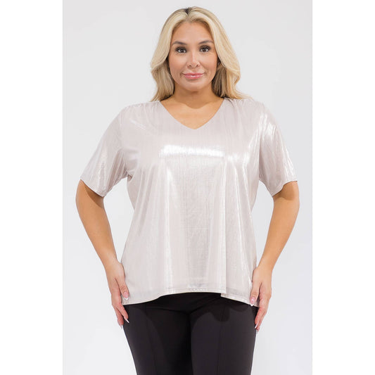 Plus VNeck Shimmer Blouse
