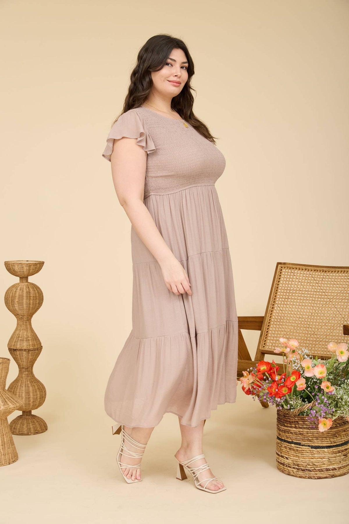Curvy Tiered Midi Dress