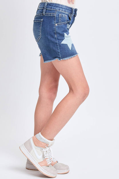 YMI - Girls Star Print Fray Hem Shorts
