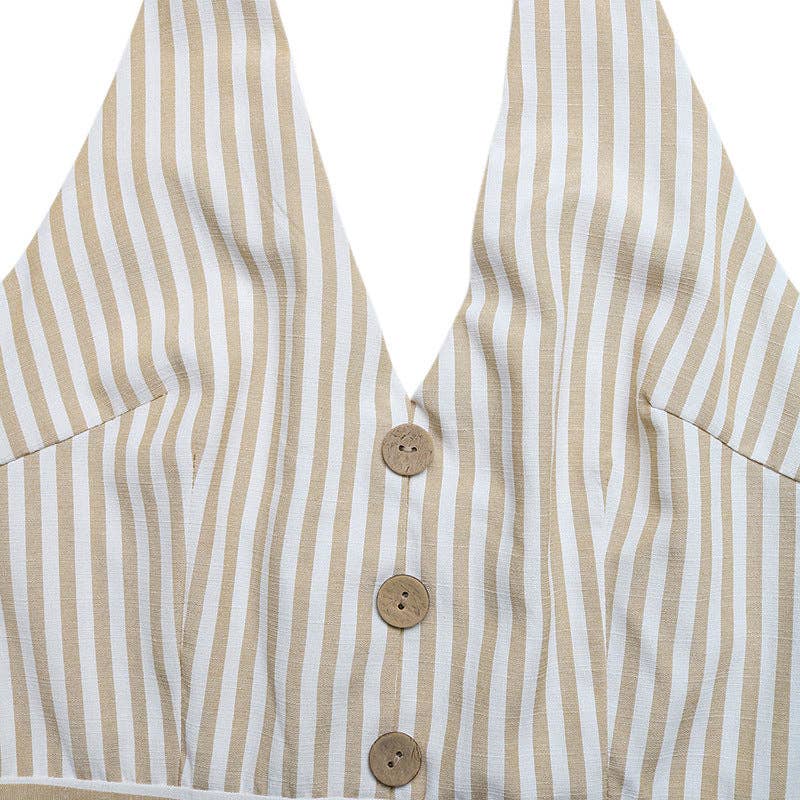 Striped Halter Romper-TPT