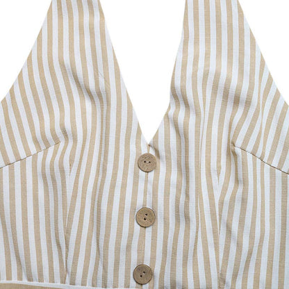 Striped Halter Romper-TPT