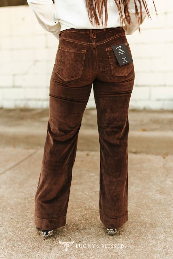 Plus Brown Corduroy Mid Rise Trouser Jeans (32in)