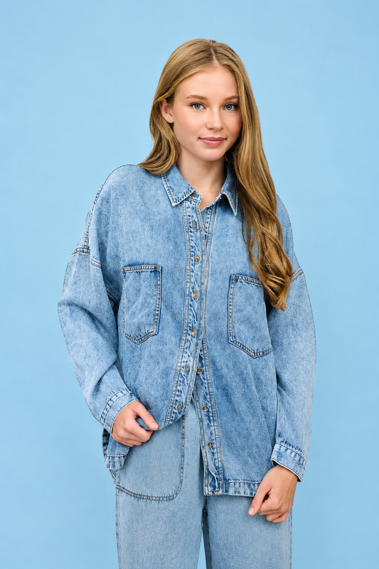 Chambray Button Down Shirt-TPT