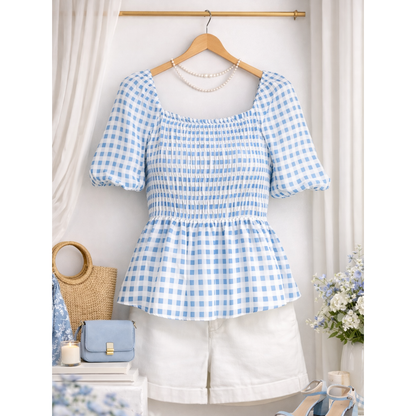 Puff Sleeve Smock Top-TPT