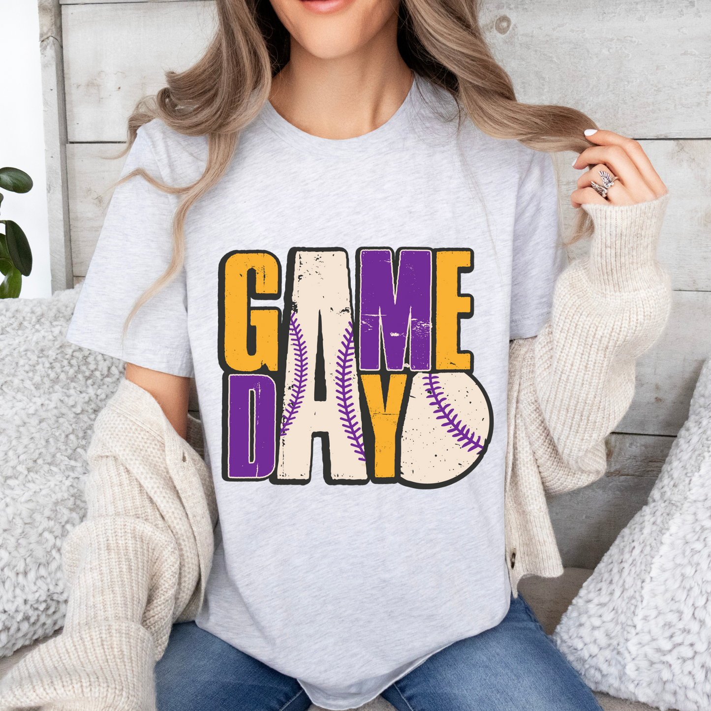 Bella Canvas Black Heather Baseball Game Day T-Shirt