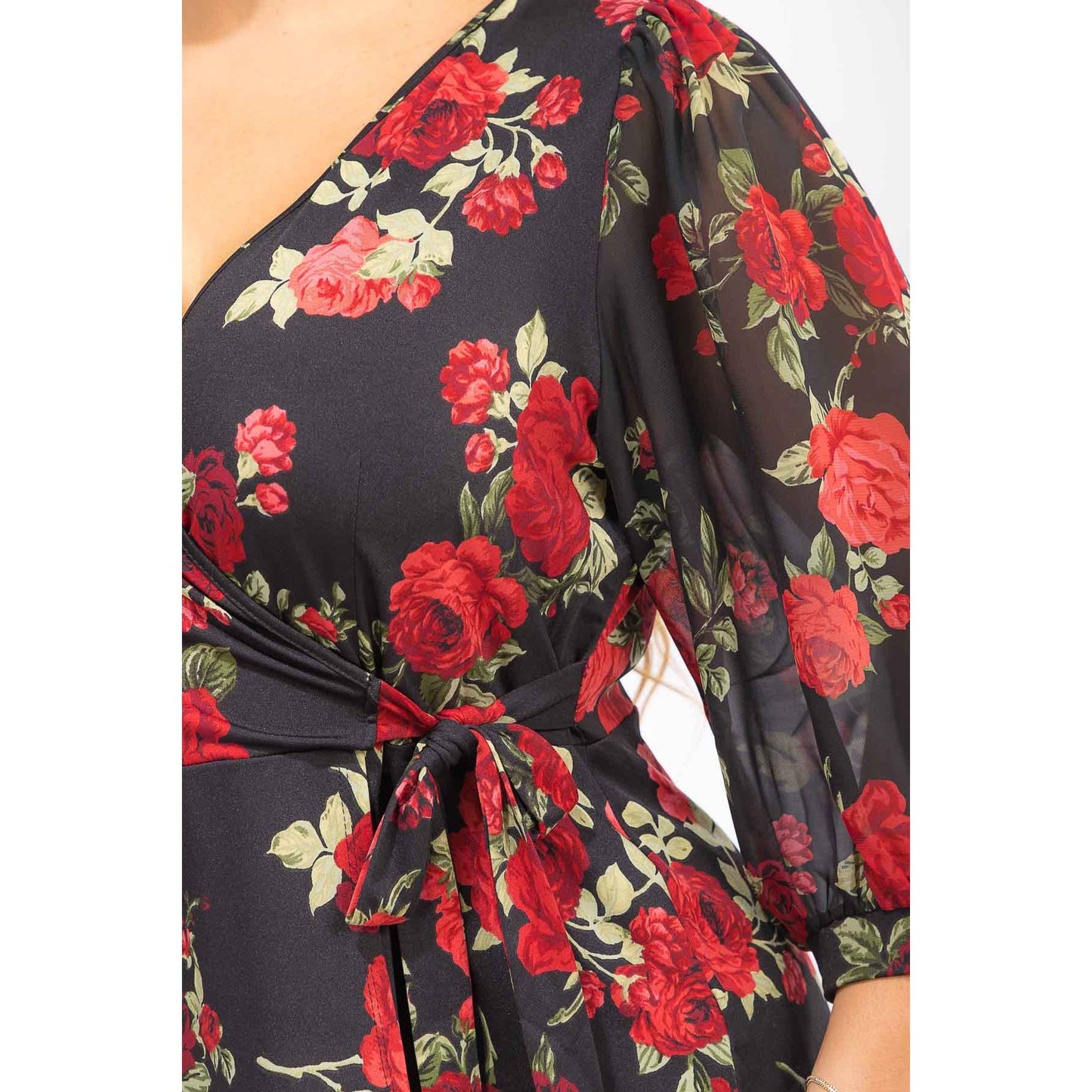 Plus Floral Wrap Blouse