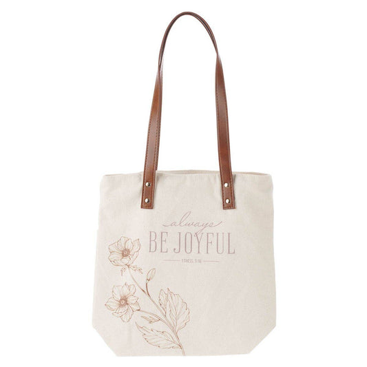 Christian Art Gifts - Tote Bag Canvas Be Joyful 1 Thess. 5:16