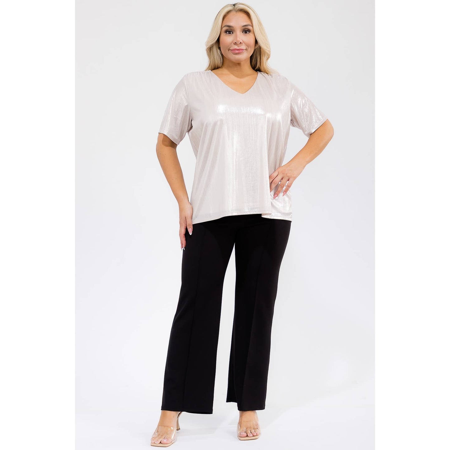 Plus VNeck Shimmer Blouse
