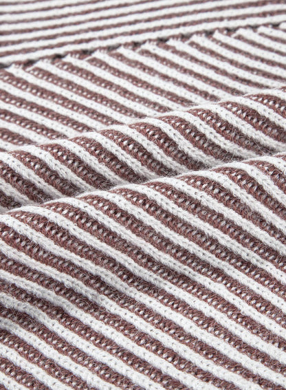 Stripe Ribbed Knit Boat Neck Sweater