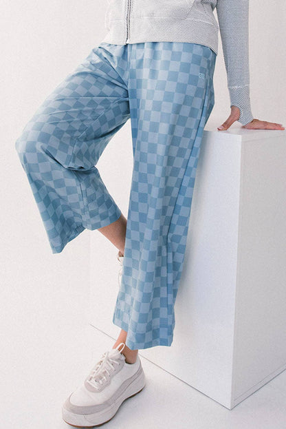 PRETTY BASH - Checker Elastic High Waist Summer Pants