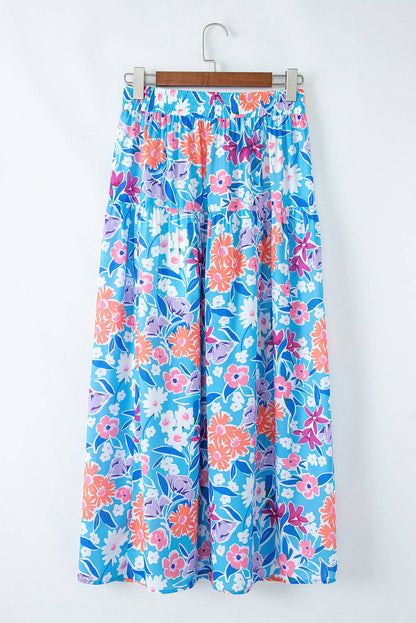 PRETTY BASH - Floral High Waist Wrap Maxi Skirt