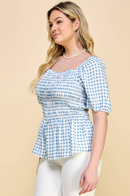 Puff Sleeve Smock Top-TPT