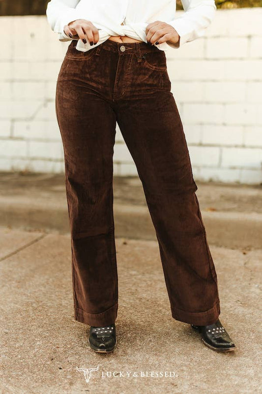 Plus Brown Corduroy Mid Rise Trouser Jeans (32in)
