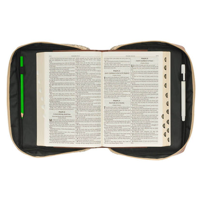 Christian Art Gifts - Bible Cover Fashion Cream/Brown Floral Amazing Grace