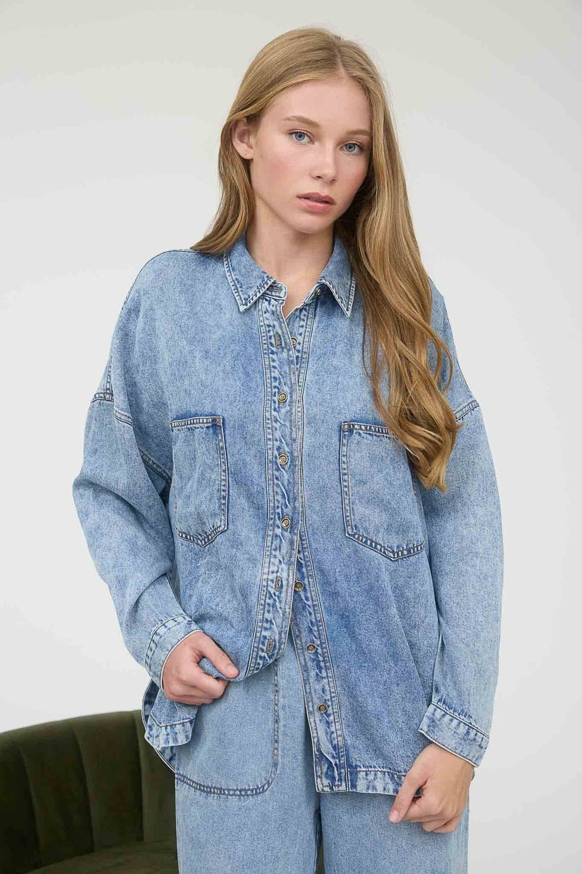 Chambray Button Down Shirt-TPT
