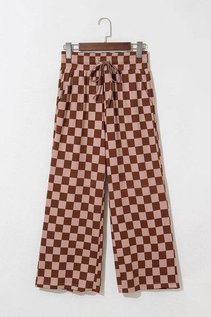 PRETTY BASH - Checker Elastic High Waist Summer Pants