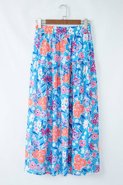 PRETTY BASH - Floral High Waist Wrap Maxi Skirt