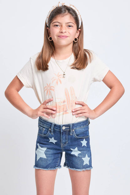 YMI - Girls Star Print Fray Hem Shorts