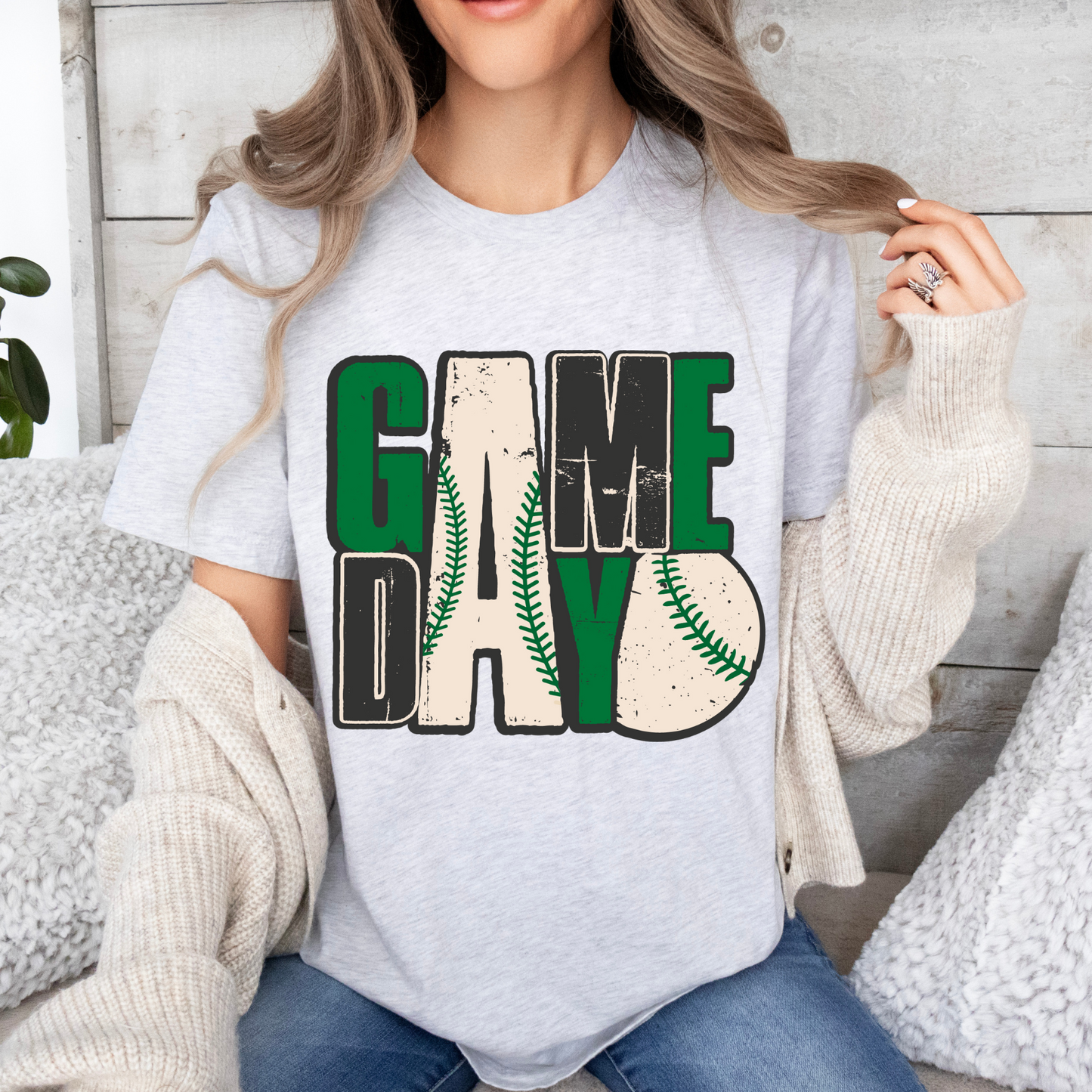 Bella Canvas Black Heather Baseball Game Day T-Shirt