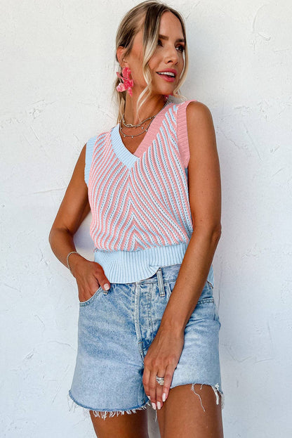 2 Tone Knit VNeck-TPT