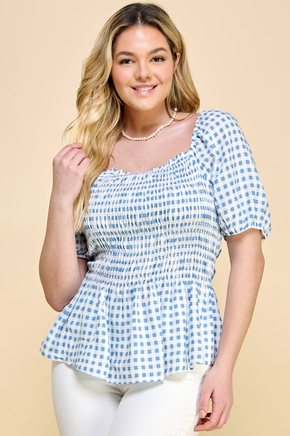 Puff Sleeve Smock Top-TPT