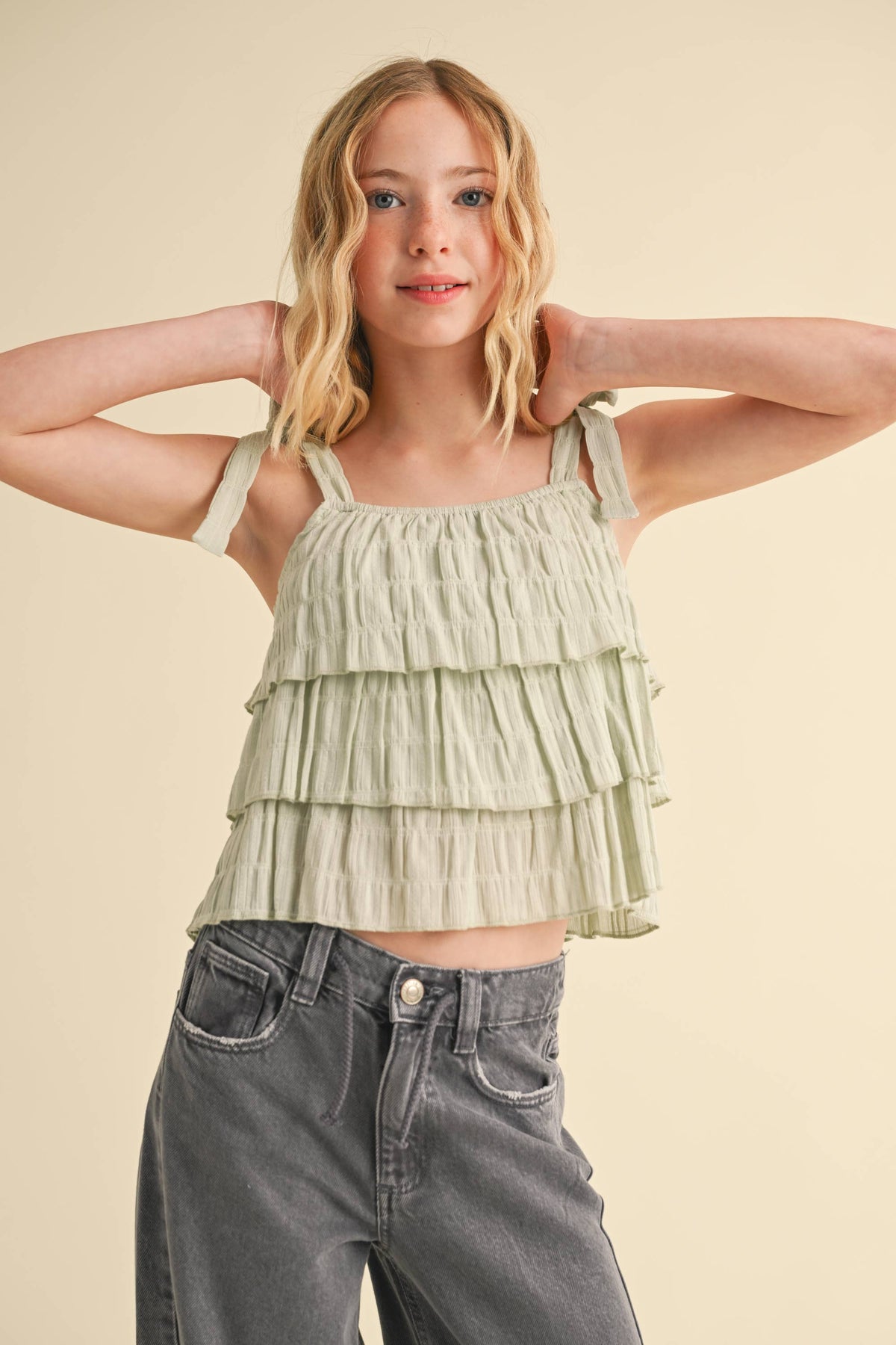 heart and arrow - TWEEN KIDS GIRLS SLEEVELESS TIERED TOP (7-14)