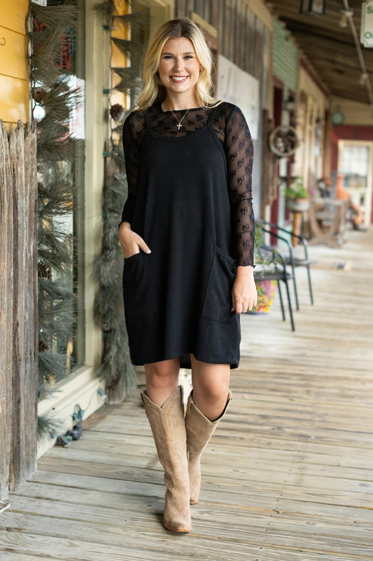 Corded Black Dress