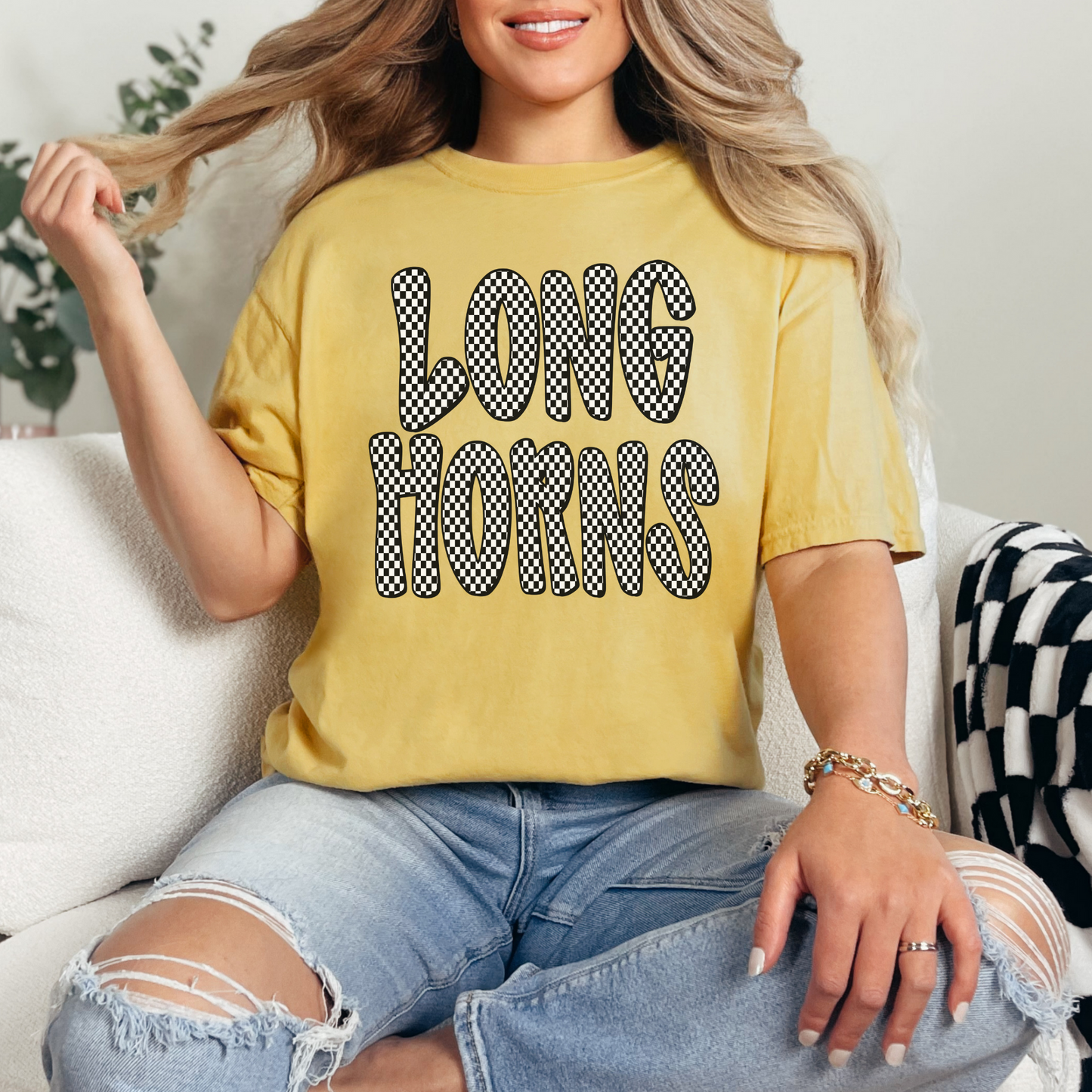 Checkered Longhorns Spirit Tee