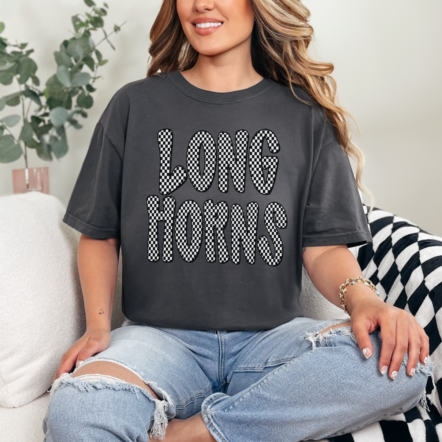 Checkered Longhorns Spirit Tee