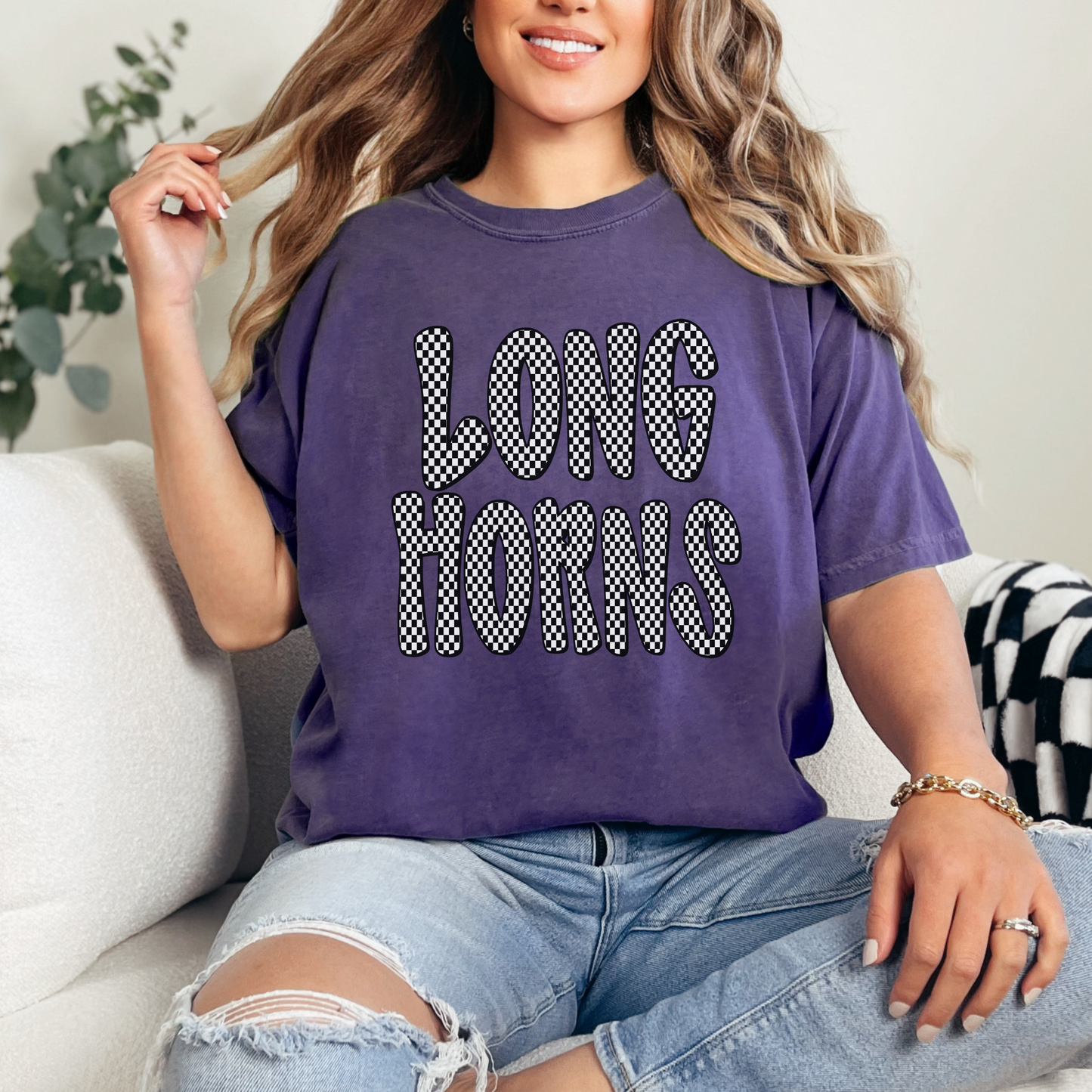 Checkered Longhorns Spirit Tee