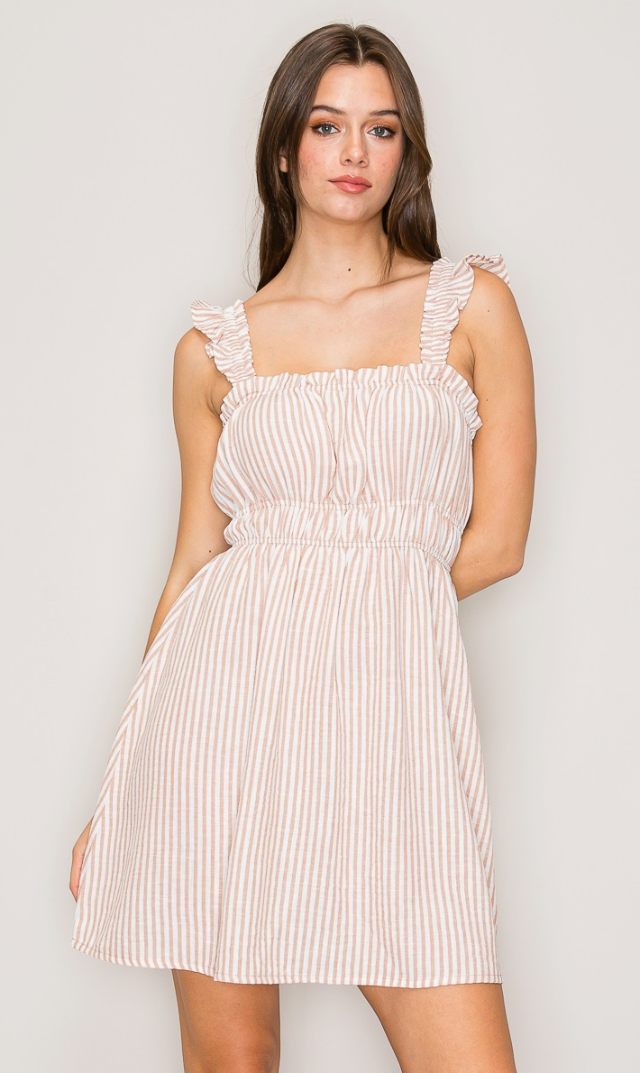 Striped Flutter Dress-TPT