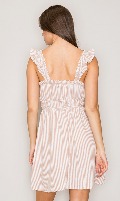 Striped Flutter Dress-TPT