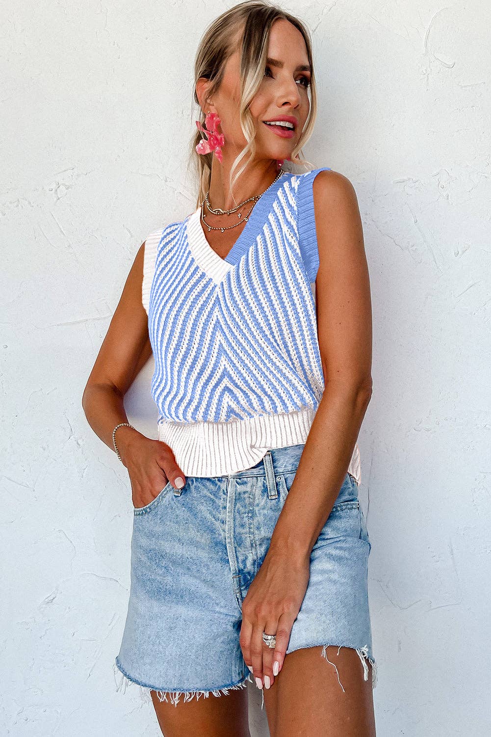 2 Tone Knit VNeck-TPT
