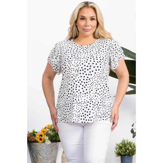 Plus Polka Dot Blouse-TPT
