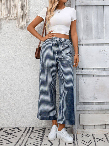 Striped Navy Pants-TPT