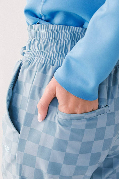 PRETTY BASH - Checker Elastic High Waist Summer Pants