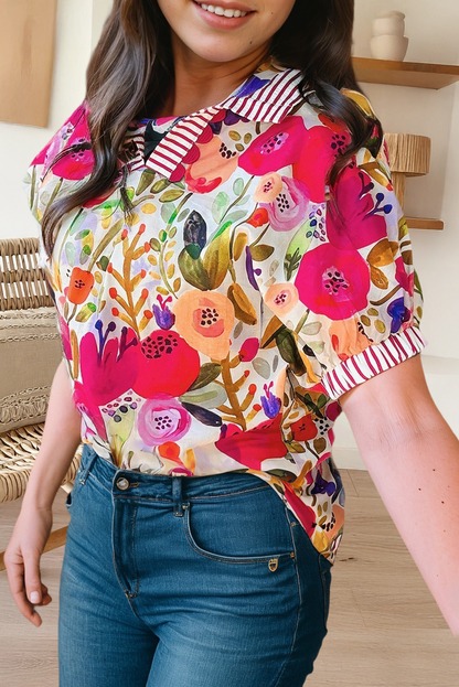 Striped Floral Blouse-TPT
