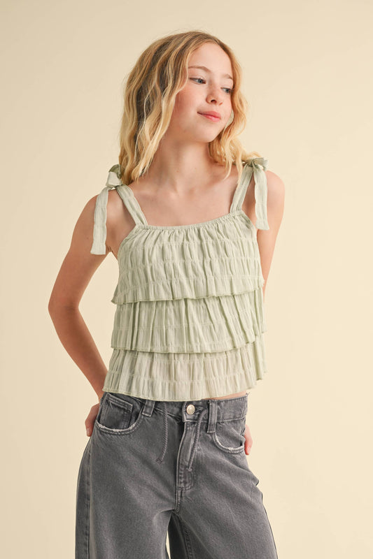 heart and arrow - TWEEN KIDS GIRLS SLEEVELESS TIERED TOP (7-14)