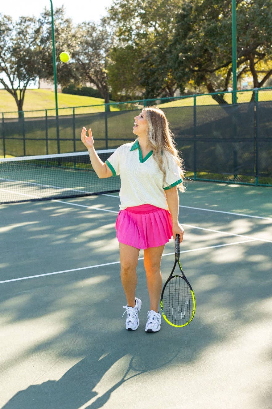 GRACE+EMMA by Southern Grace - Hot Pink Pleated Skort With Pocket