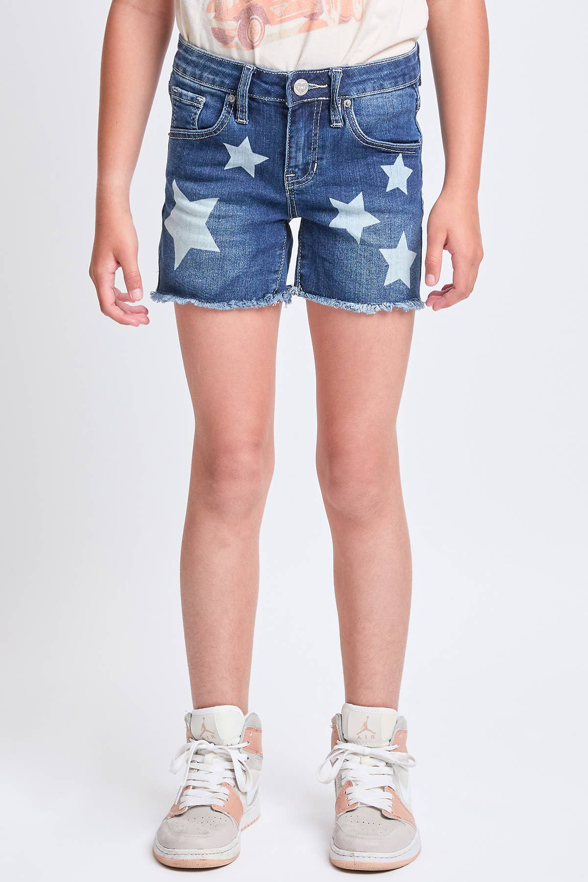 YMI - Girls Star Print Fray Hem Shorts