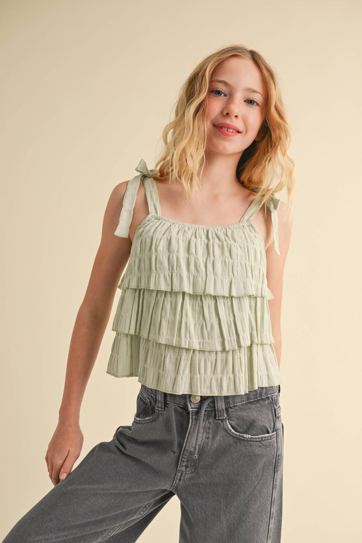 heart and arrow - TWEEN KIDS GIRLS SLEEVELESS TIERED TOP (7-14)