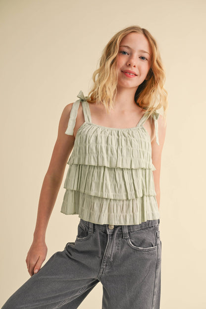 heart and arrow - TWEEN KIDS GIRLS SLEEVELESS TIERED TOP (7-14)
